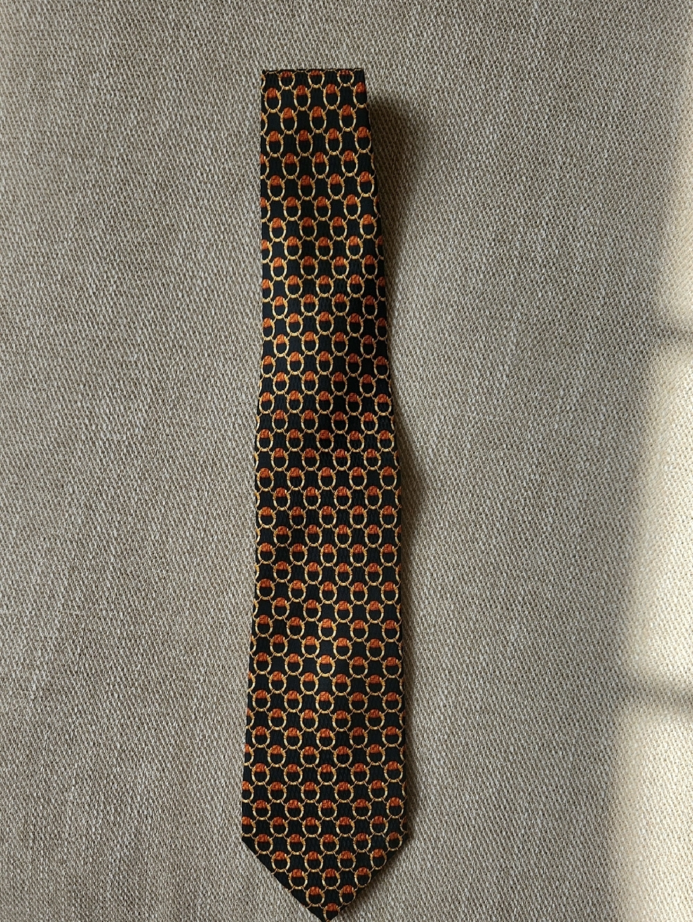 Richel Royal Black and Orange Geometric Silk Tie - Men Accessories